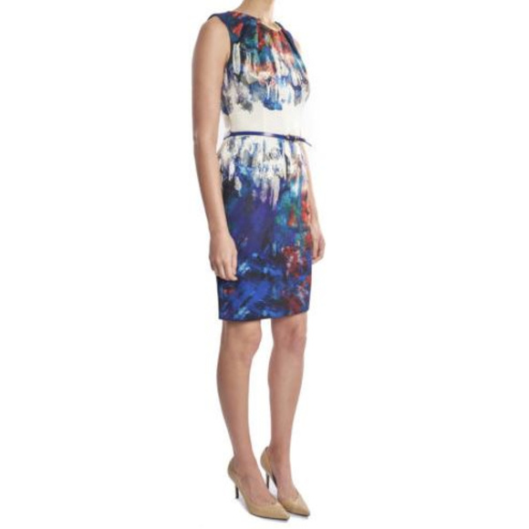 Joseph Ribkoff Watercolor Sleeveless Sheath Dress - Picture 2 of 4